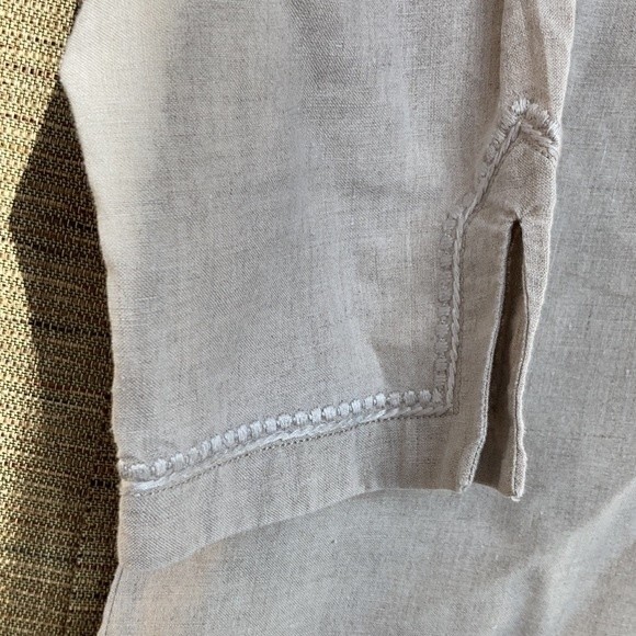 Tommy Bahama pure linen embroidered shirt in natural linen color. - Picture 2 of 6